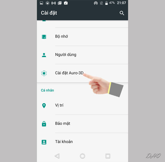 Chọn cài đặt Auro 3D